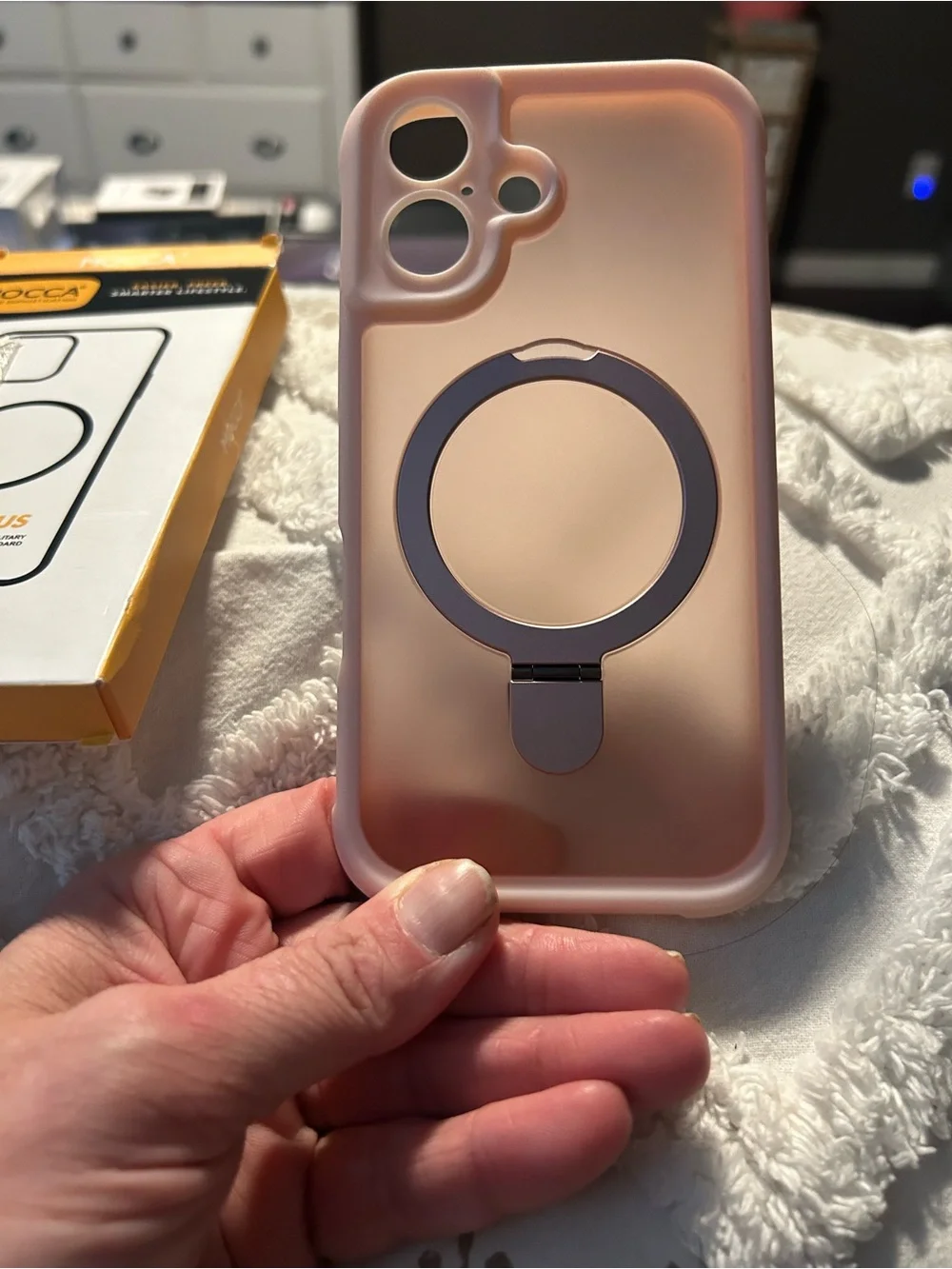 Pink Magnetic Ring Phone Case with Kickstand - Compatible iPhone 16